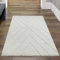 CARPETIA Skandinavisch Wohnzimmerteppich Hochflor Rautenmuster weiß Creme-beige, 80 x 150 cm