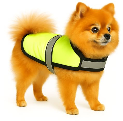 Flamingo Hundemantel Winter – Eisbär Fluo Gelb – XXXS 25cm – Polyesterfaser – reflektierende Riemen – Wasser- & Winddicht – PU-Beschichtung – Geschirröffnung