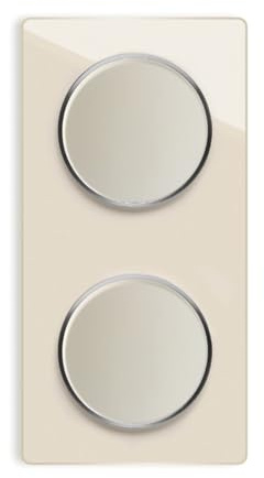 OneKeyElectro 2x Lichtschalter 1fach + Glas-Abdeckrahmen 2fach senkrecht, Komplette Schaltlösung, Schalter-Set, rund, Unterputz, Schutzart IP20, 230V/16A - beige