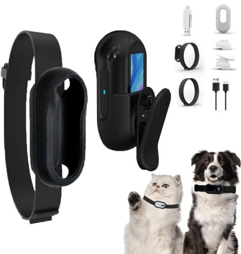 XDGJTBFMY Cat Camera Collar, Cat Collar Dog Collar Camera, HD 1080P Mini Action Camera, Small Body Cam for Pet Tracker Monitor Sports Cycling Birthday Gift(black)