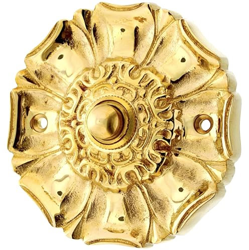 Ventano antike Türklingel Klingelplatte Klingelblech Messing poliert gold historisch | Jugendstil handgemacht nach histosischen Vorlagen
