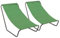 Harbour Housewares 2X Matt-Schwarz/Grün Klappbare Strandliege aus Oxford-Stoffs - Leicht Tragbar Draussen Garten Camping Sonne Bett Sonnenbank Schemel
