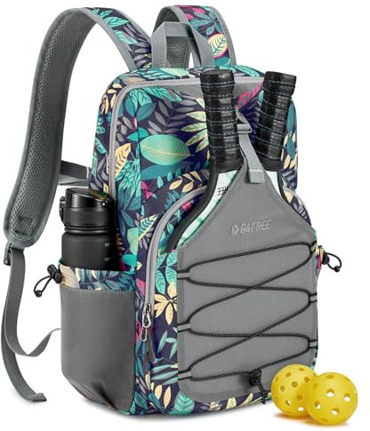 G4Free Bolsa de pickleball, mochila de pickleball para mujeres y hombres, bolsa de pádel para 2 a 4 palas, regalos para los amantes del pickleball, Hoja Azul, Small