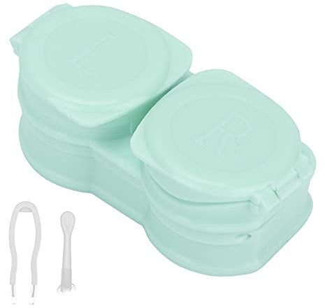 Verdant Touch Contact Lens Box Portable Contact Lens Case with Dustproof Storage Kit and Tweezers Stick Remover Tool, Green