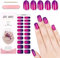 MrCuvaryas 20Stk Gel Nagellack Aufkleber, UV Gel Nagelfolie für Hände, Full Wraps Nagelaufkleber LED-Lampe Erforderlich Cured Gel Nail Strips mit Nagelfeile und Stick für Frauen (Deep Purple, 24x)
