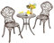 KOMFOTTEU 3 TLG. Bistro Set aus Aluminiumguss, Gartenmöbel Set mit 2 Gartenstühle & Gartentisch, Sitzgarnitur mit Blattmuster, Balkon Möbel Set für Balkon Garten Terrasse