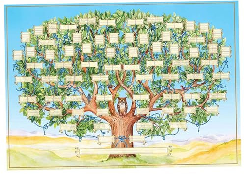 Chartes d'arbres généalogiques à remplir, 40x60cm toile de généalogie remplissable à vierge, affiche de généalogie à 9 génération, décoration murale du graphique des arbres généalogiques (cadre non i