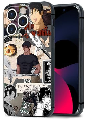 HWLHJJ Toji JJK Fushiguro Coole Anime-Handyhülle mit schwarzem Rahmen – Silikon-TPU-Hülle mit Manga-Design für iPhone 13 Pro