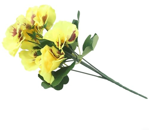 DAZZLEEX Schöne Stiefmütterchen Seidenblumen für Hochzeiten, 10 Köpfe, 26 cm Höhe, lebensechtes Aussehen (gelb)