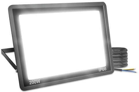 Blivrig 200W Spot LED Extérieur Blanc Froid 6500K, 20000LM Projecteur LED Exterieur IP66 Imperméable, Eclairage LED, pour Terrasse, Patio, Chemins, Stades, Usines, Parking, Garage, Jardi
