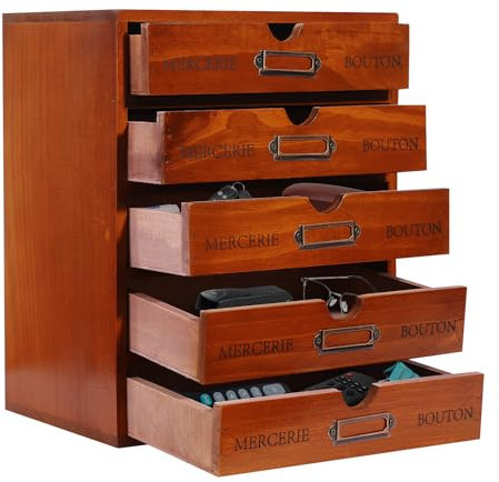 Schreibtisch Aufbewahrung Organizer Schubladen Regal Aufbewahrungsschrank Schubladenschrank Holz Vintage mit 15 Schubladen Tisch Organizer für Büro Wohnzimmer Schlafzimmer