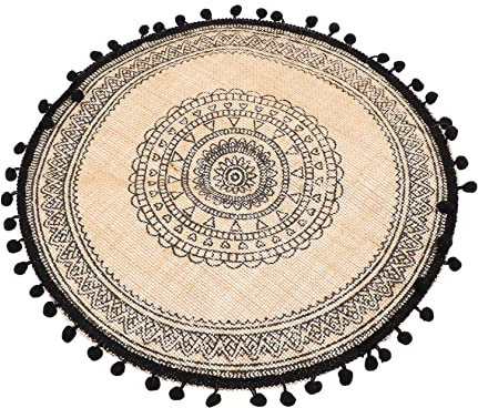 Cabilock 1pc Burlap Placemat Cup Pad Tableware Placemat Circle Table Cloth Macrame Placemats Woven Placemats Farmhouse Round Placemats Pot Decorations Linen Tablecloths Black Fabric