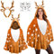 iZoeL Karneval Reh Kostüm Damen, Reh Geweih Haarreifen mit Rentier Ohren Reh Bambi Cape mit Kapuze Reh Face Tattoo Reh Kostüm Accessorie, Damen Reh kostüm Karneval Fasching Mottoparty Kostüm
