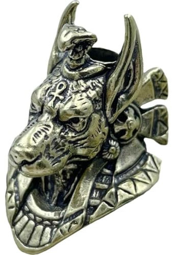 Vobumix Messing Paracord Perlen, Altes Ägypten Todesgott Anubis Kopf Messing Messer Perlen DIY Paracord Lanyard Anhänger Schlüsselanhänger Charm