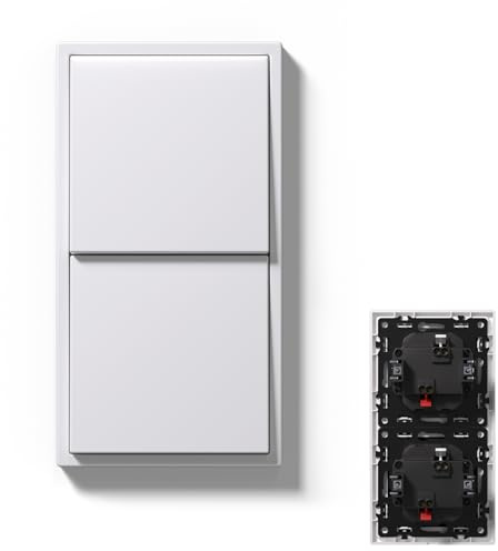 MVAVA Lichtschalter 1 Fach 1 Weg, Lichtschalter Unterputz mit Federanschlüsse, 80mm*150mm Vertikal Montierbar Seidig-Matte Wandschalter, Weiß, M3-Serie