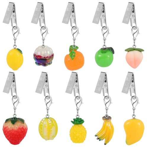 LEGENTLISUR Gemischte Früchte Tischdeckenbeschwerer Clips, 10 Stück | Niedlich Tischdeckengewichte Outdoor, für Zuhause Picknick Camping Garten Terrasse Party