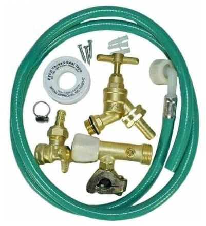 Dunnet Tools Outdoor Garden Tap Kit Solid Brass Outside Tap Kit with Including Union Nut Flanged Insert & Rubber Washer Quick Connector Screws & Wall Plugs DIY Hose Adaptor