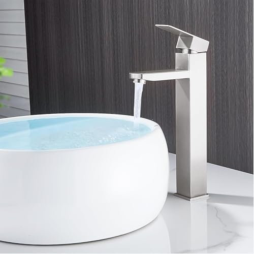 Djedjeo rubinetto di miscelazione in acciaio inox caldo e freddo di alto stile, antigoccia con miscelatore monocomando silenzioso per bagno, lavabo, piccola cucina (spazzolato-h)