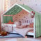 Vicloon Hausbett Himmel, Betthimmel Hausbett aus 100% Baumwolle Musselin Handmade, Stoffhimmel für Kinderbett Kinderzimmer, Betthimmel für Hausbett Deko Mädchen & Jungen, 135 x 360 cm, Hellgrün