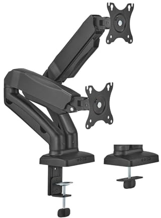 Soporte de Mesa Giratorio para Monitor/TV, Capacidad de 9 kg, 3 pivotes, 2 Brazos, Compatible con Pantallas de 17 a 32, Color Negro. Ideal para optimizar Espacios.