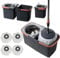 *NEW* SWISSPACK Revolving Spin Mop and Bucket With .5. Extra Pads Perfect For Easy Cleaning. Clean and Dirty Water Separtered For Perfect Finish (ORANGE-GREY) (ORANGE-GREY 1)