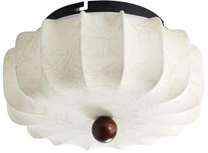 meibeileil Rund Laterne Deckenleuchte Weiße Wabi-Sabi,Φ30 Stoffe Lampenschirm Deckenlampe Flushmount,Beige Boho Bedruckte Montage Wohnzimmerlampe Warme Licht,Lampe Decke für Schlafzimmer,Küchenlampe.