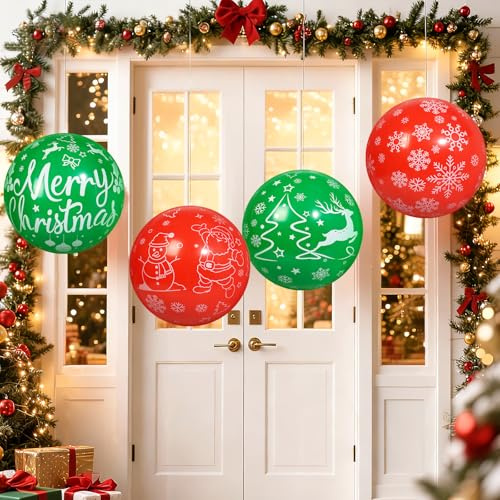TaoQ C 4 Stück 40 CM Weihnachten aufblasbare Bälle PVC große Weihnachten aufblasbare Außenkugeln für Weihnachtsgarten Rasenhaus Urlaub Vordertür Dekoration