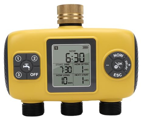 Asixxsix Temporizador de Aspersor de 3 Salidas, Controlador de Riego Automático Programable, Temporizador de Aspersor, Impermeabilización de Suministros de Jardinería
