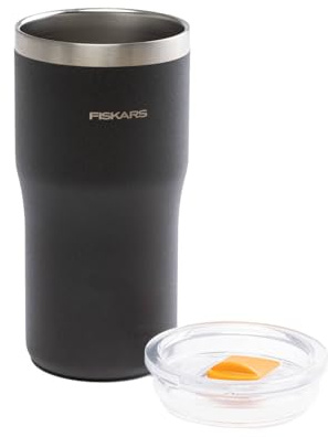Fiskars On-the-go Thermobecher, 0,5 l, Isolierbecher für Kaffee und Tee | BPA-frei, Ergonomischer und stapelbarer Kaffeebecher, Höhe 16,2 cm, Schwarz, 1078762