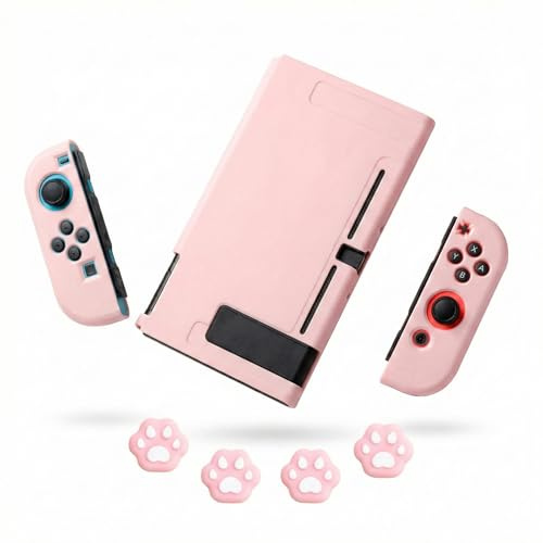 Custodia Protettiva Divisa per Switch - Cover Resistente ai Graffi - Custodia Agganciabile - Custodia Ergonomica con 4 Cappucci per Joystick Accessori per Nintendo Switch, Rosa Fiori di Ciliegio