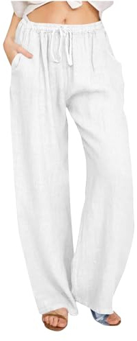 Leinenhose Damen Leichte Sommerhose Baumwolle Leinen Hose Cargohosen Leicht Frau Jogginghose Einfarbig Elegante Wanderhose Oversized Festliche Hosen
