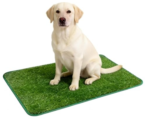 KxrTpx Artificial Grass Dog Toilet, Fake Grass Patch for Dogs with Realistic Turf Surface, Indoor Outdoor Potty Training Solution, Durable Grass Mat Measuring 46 by 58 cm