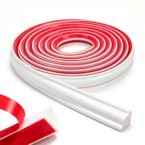 Hahorpa 5 m TPE Joint Plan de Travail Cuisine, Moulure Adhésive Flexible, Baguette de Finition, Profilé à Dérouler 1/4, Joint Baignoire pour Douche, Mur, Sol, Plafond, Coin (r = 9 mm)