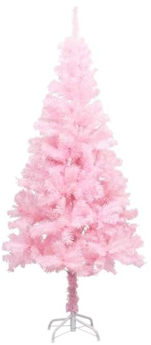 Hothingwell Árbol Navidad Rosa 150 cm PVC Preiluminado | Luces LED, Bolas Decorativas, Pico Estrella, Patas Acero, USB, Reutilizable