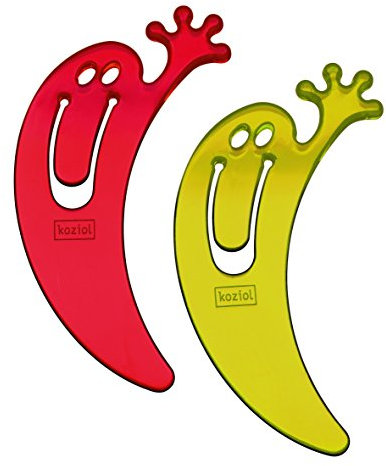 koziol Lesezeichen Jimini, Kunststoff transparent olivgrün/rot, 3,8 x 8 x 0,2 cm