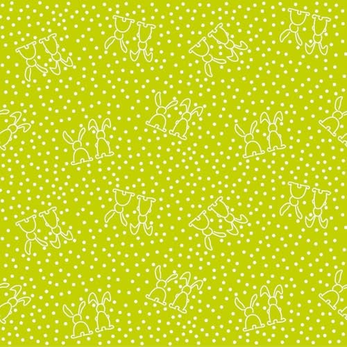 Sovie Home Tischdecke Rabbits in Kiwigrün aus Linclass Airlaid, 80x80cm, 1 Stück, Osterdesign mit weißen Punkten, Hasen, dekorativ, festlich, robust, weich, fröhliche Einweg-Mitteldecke