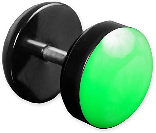 viva-adorno® 1 Stück Fake Plug Ohrstecker Edelstahl Acryl schwarz mit farbig emaillierter Front Z465 Schwarz/Neon Grün