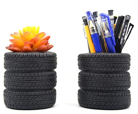 MONMOB Stiftehalter 2 Stück Reifen Design Home Office Schreibtisch Organizer Zubehör