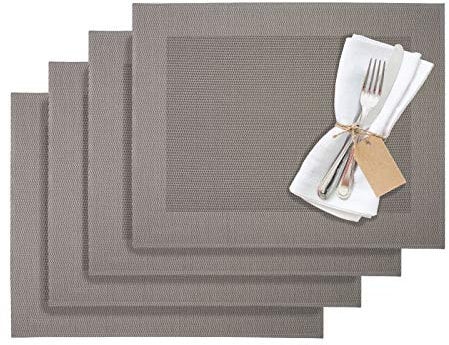 Westmark Tischsets/Platzsets, 4 Stück, 42 x 32 cm, Synthetik, Grau/Braun, Saleen Edition: Home