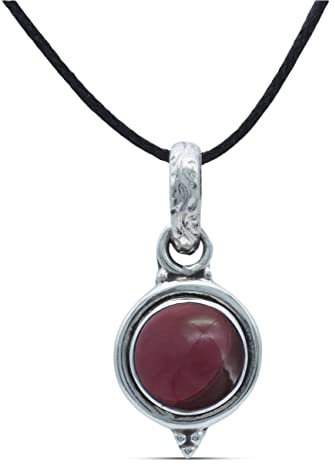 mantraroma Kettenanhänger 925 Silber Granat roter Stein Edelstein Kettenanhänger Damen Sterling Silber Halskette Anhänger Geschenk (MAH-143-02)