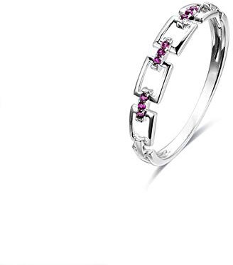 Daesar 750 Weißgold Ringe Damen Knot mit Rubin Ehering Weißgold Trauring Gr.45 (14.3)