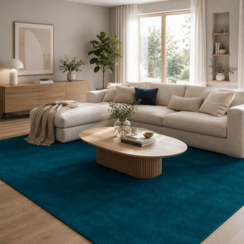Snapstyle Hochflor Velours Teppich Luna Petrol in 24 Größen