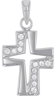 Amor Motivanhänger 925 Sterling Silber Damen Anhänger, mit Zirkonia synth, 2,4 cm, Silber, Kreuz, Kommt in Schmuck Geschenk Box, 9175185