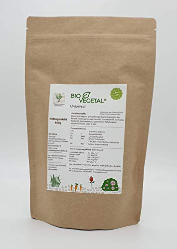 BioVegetal organisch-mineralischer Universal-Dünger mit Guano und natürlicher Langzeitwirkung durch Fixierung der Nährstoffe durch Ton-Humus-Komplex, 850 Gr. Standbodenbeutel
