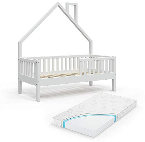 VitaliSpa Hausbett Noemi, Weiß, 70x140 cm mit Matratze