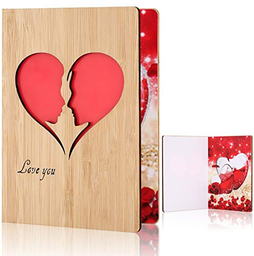 BYRRSF Holz Jubiläumskarte mit Umschlag Valentinstag Karte für Frauen Frau Freundin Ehemann Freund Geburtstagskarte mit Herz Hölzerne Grußkarte zum Valentinstag Jubiläum Geburtstag(Für Paare)