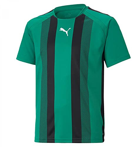 PUMA Unisex Kids teamLIGA Striped Jersey Jr Shirt, Pepper Green-puma Black-puma White, size: 164