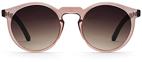 TAKE A SHOT Holz-Sonnenbrille Damen Rosa Transparent, Braune Schmal Runde Gläser, UV400 - Pinke Sonnenbrille Holz LOLA