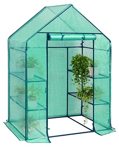 WOLTU Serre de Jardin PE pour lègumes avec Porte, Vert, 143x73x195cm