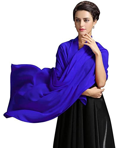 FJZFXKZL Kunstpelz Schal Chiffon Hijab Hochzeit Jacken Brautschal Wrap Stola Damenkape Bolero Schal Cloak Hochzeitszubehör 200 * 75 (Color : Royal Blue, Size : One Size)